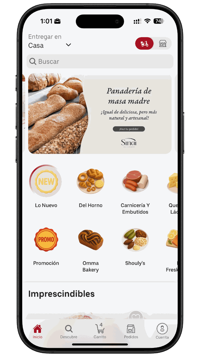 App de Sinai Deli & Bakery en un iPhone