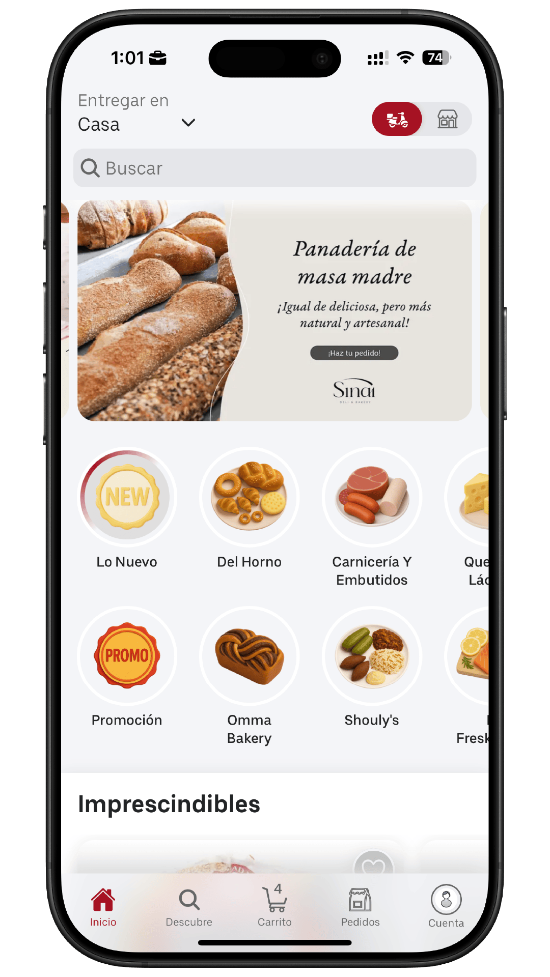 App de Sinai Deli & Bakery en un iPhone