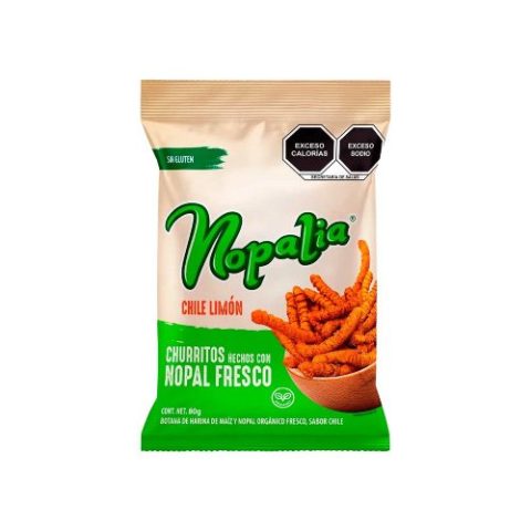 Churritos de Nopal Chile Limón Nopalia 80 Gr