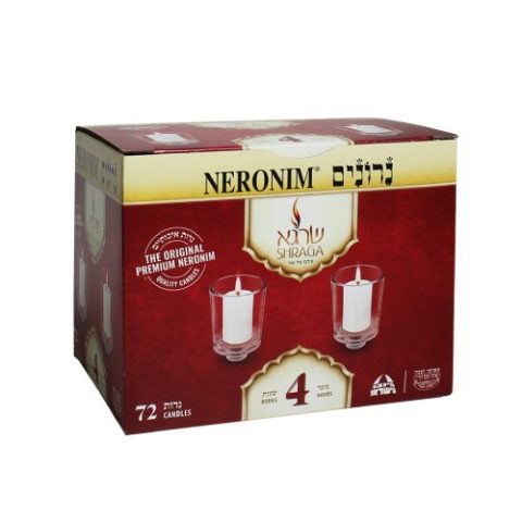 Velas Neironim 4 Hrs Shraga Candles 72 Pzas