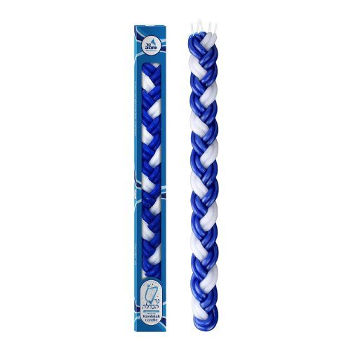 Vela de Havdalah Trenzada Azul y Blanco Ner Mitzvah 1 Pza — Velas y Accesorios