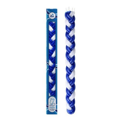 Vela de Havdalah Trenzada Azul y Blanco Ner Mitzvah 1 Pza
