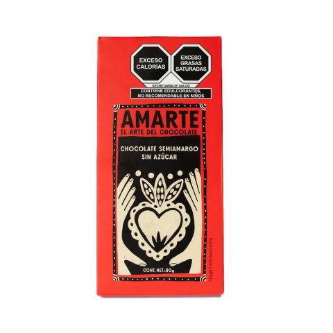 Chocolate Semiamargo Sin Azúcar Amarte 80 Gr